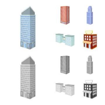 Isolated object of construction and building icon. Set of construction and Stock Illustration