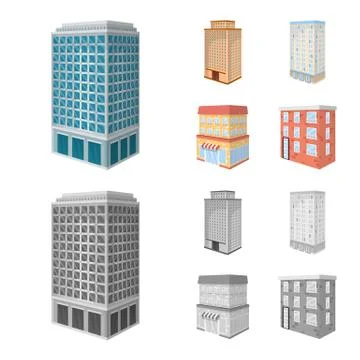 Isolated object of construction and building symbol. Set of construction and 스톡 일러스트