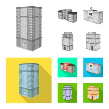 Isolated object of construction and building icon. Set of construction and 스톡 일러스트
