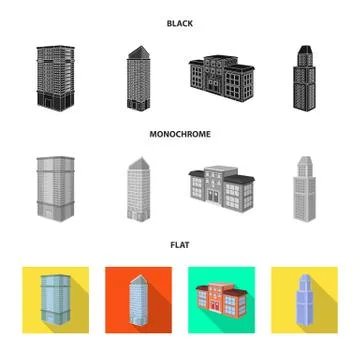 Isolated object of construction and building logo. Collection of construction 스톡 일러스트