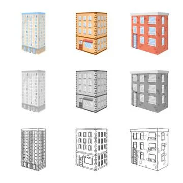 Isolated object of construction and building sign. Collection of construction Illustrazione stock