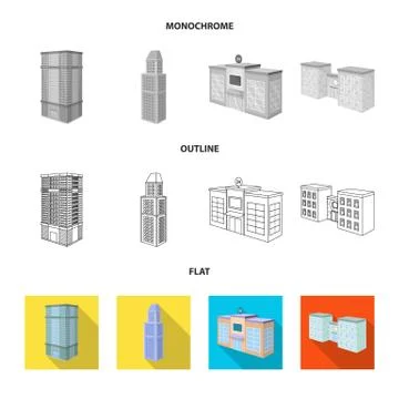 Isolated object of construction and building symbol. Set of construction and Ilustración de archivo