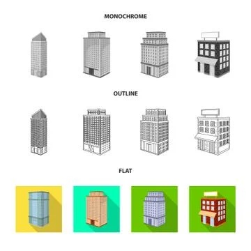 Isolated object of construction and building logo. Collection of construction 스톡 일러스트