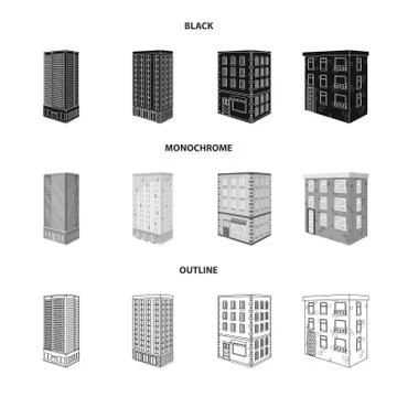 Isolated object of construction and building sign. Set of construction and Illustrazione stock