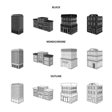 Isolated object of construction and building symbol. Set of construction and Ilustración de archivo
