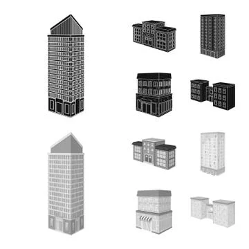 Isolated object of construction and building logo. Set of construction and Illustrazione stock