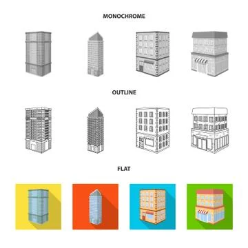 Isolated object of construction and building icon. Collection of construction Stock Illustration
