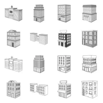 Isolated object of construction and building logo. Set of construction and 스톡 일러스트