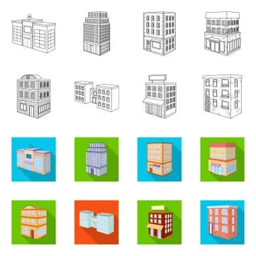 Isolated object of construction and building icon. Set of construction and 스톡 일러스트