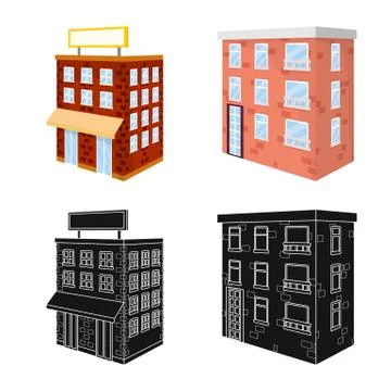 Isolated object of construction and building logo. Set of construction and Stock Illustration
