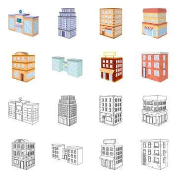 Isolated object of construction and building symbol. Set of construction and 스톡 일러스트