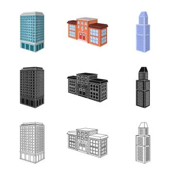 Isolated object of construction and building icon. Set of construction and Stockillustratie