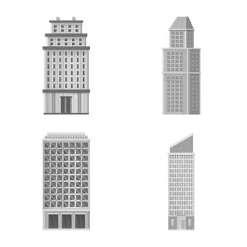 Isolated object of construction and city icon. Set of construction and center Stock Illustration