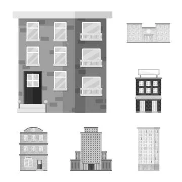 Isolated object of construction and city icon. Set of construction and center Ilustración de archivo