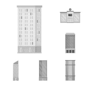Isolated object of construction and city logo. Set of construction and center 스톡 일러스트