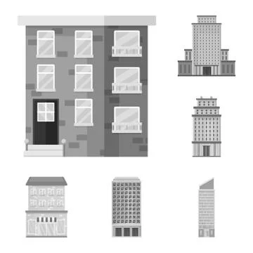 Isolated object of construction and city logo. Set of construction and center Stock Illustration