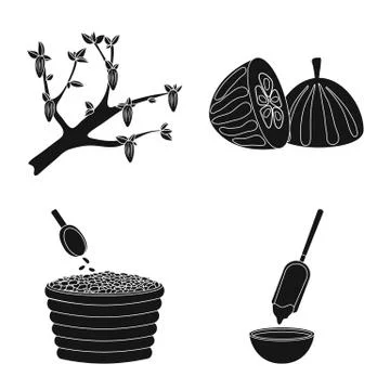 Isolated object of cooking and brown sign. Collection of cooking and beans stock Stock Illustration