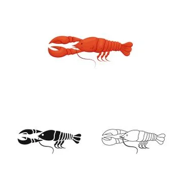 Isolated object of crayfish and lobster logo. Collection of crayfish and boiled Stock Illustration