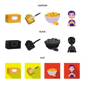 Isolated object of creamy and product icon. Collection of creamy and farm stock Stock Illustration