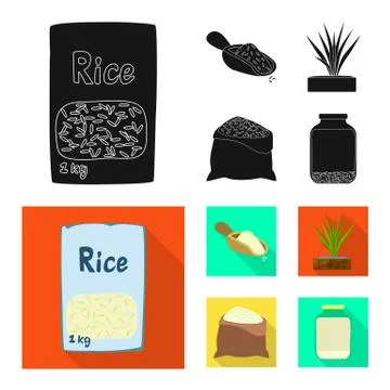 Isolated object of crop and ecological icon. Set of crop and cooking stock Stock Illustration