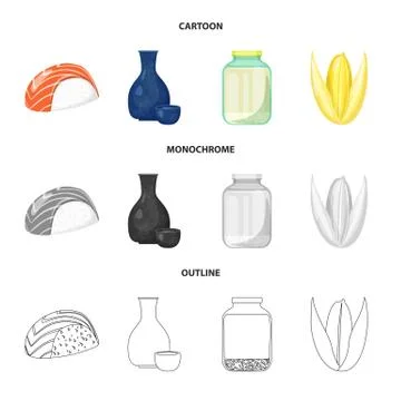 Isolated object of crop and ecological icon. Collection of crop and cooking Illustrazione stock