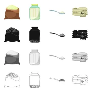 Isolated object of crop and ecological logo. Collection of crop and cooking Illustrazione stock