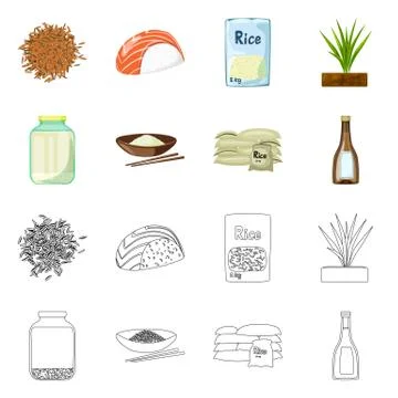 Isolated object of crop and ecological logo. Set of crop and cooking vector icon Stock Illustration