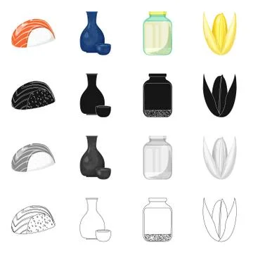 Isolated object of crop and ecological sign. Collection of crop and cooking Illustrazione stock