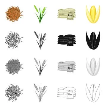 Isolated object of crop and ecological symbol. Collection of crop and cooking Stock Illustration