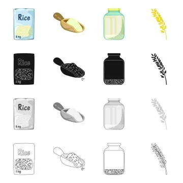 Isolated object of crop and ecological icon. Collection of crop and cooking Illustrazione stock