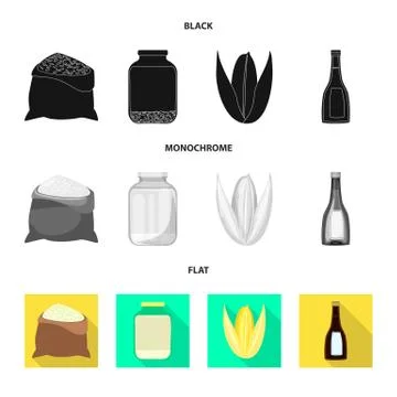 Isolated object of crop and ecological logo. Set of crop and cooking stock Stock Illustration