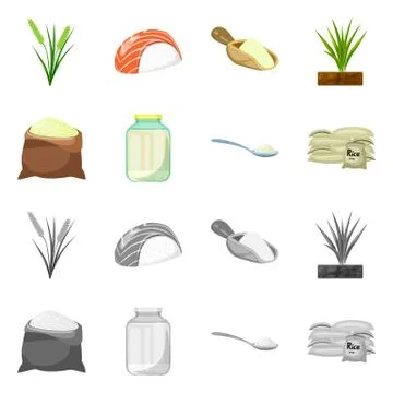 Isolated object of crop and ecological symbol. Set of crop and cooking stock Illustrazione stock