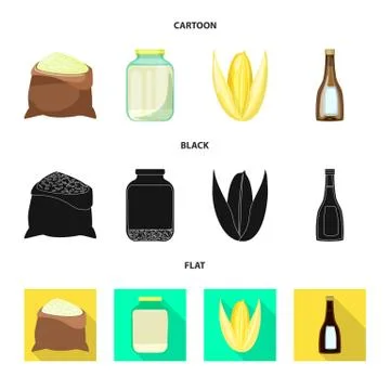 Isolated object of crop and ecological logo. Collection of crop and cooking Illustrazione stock