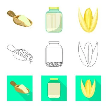 Isolated object of crop and ecological symbol. Collection of crop and cooking Illustrazione stock