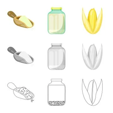 Isolated object of crop and ecological icon. Collection of crop and cooking Stock Illustration