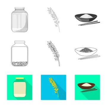 Isolated object of crop and ecological icon. Collection of crop and cooking Stock Illustration