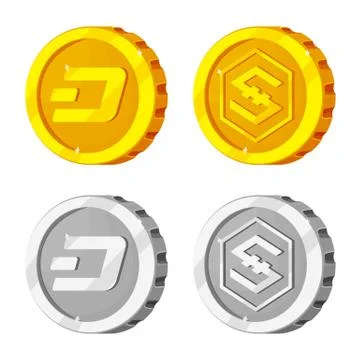 Isolated object of cryptocurrency and coin symbol. Collection of cryptocurrency Stock Illustration