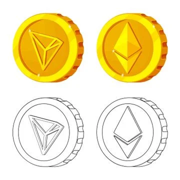 Isolated object of cryptocurrency and coin sign. Set of cryptocurrency and Stock Illustration