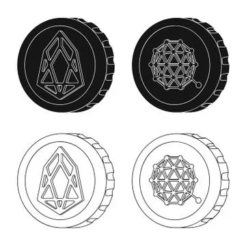 Isolated object of cryptocurrency and coin sign. Collection of cryptocurrency Stock Illustration