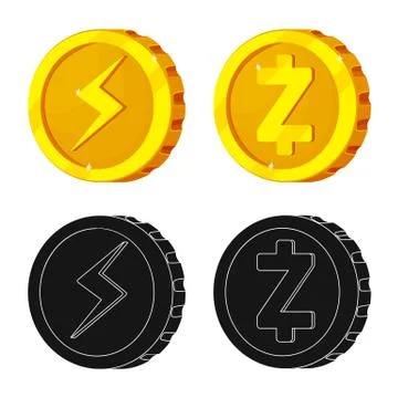 Isolated object of cryptocurrency and coin symbol. Collection of cryptocurrency Stock Illustration