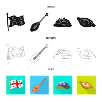 Isolated object of culture and sightseeing sign. Set of culture and originality Stock Illustration