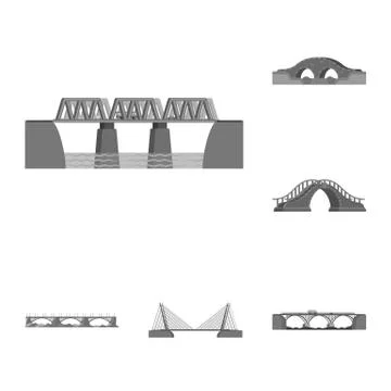 Isolated object of design and construct symbol. Set of design and bridge stock Stock Illustration
