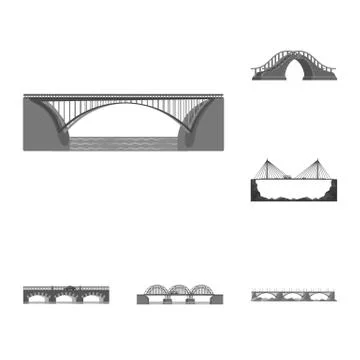 Isolated object of design and construct logo. Collection of design and bridge Illustrazione stock