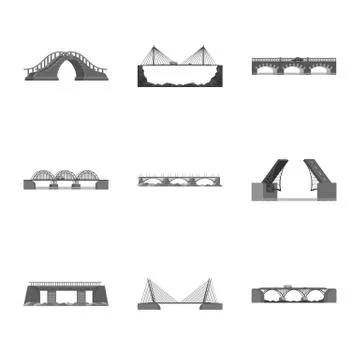 Isolated object of design and construct logo. Set of design and bridge stock Stock Illustration