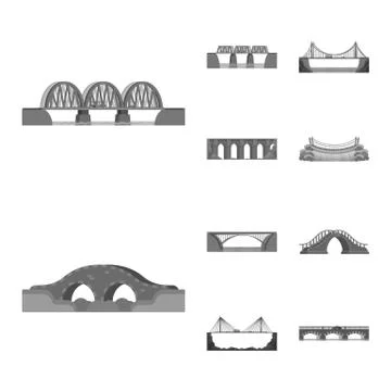 Isolated object of design and construct icon. Set of design and bridge stock Stock Illustration
