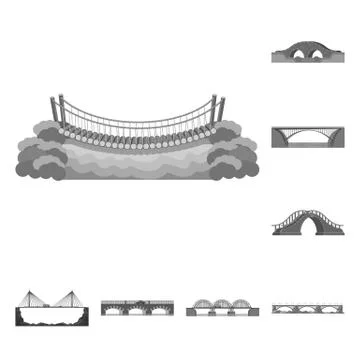 Isolated object of design and construct logo. Collection of design and bridge Illustrazione stock