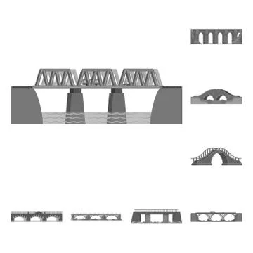 Isolated object of design and construct sign. Set of design and bridge vector Illustrazione stock