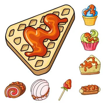 Isolated object of dessert and sweet sign. Collection of dessert and food stock Stock Illustration