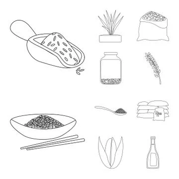 Isolated object of diet and cooking symbol. Set of diet and organic stock vector Stock Illustration