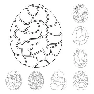 Isolated object of dinosaur and magic icon. Collection of dinosaur and fantasy Stock Illustration